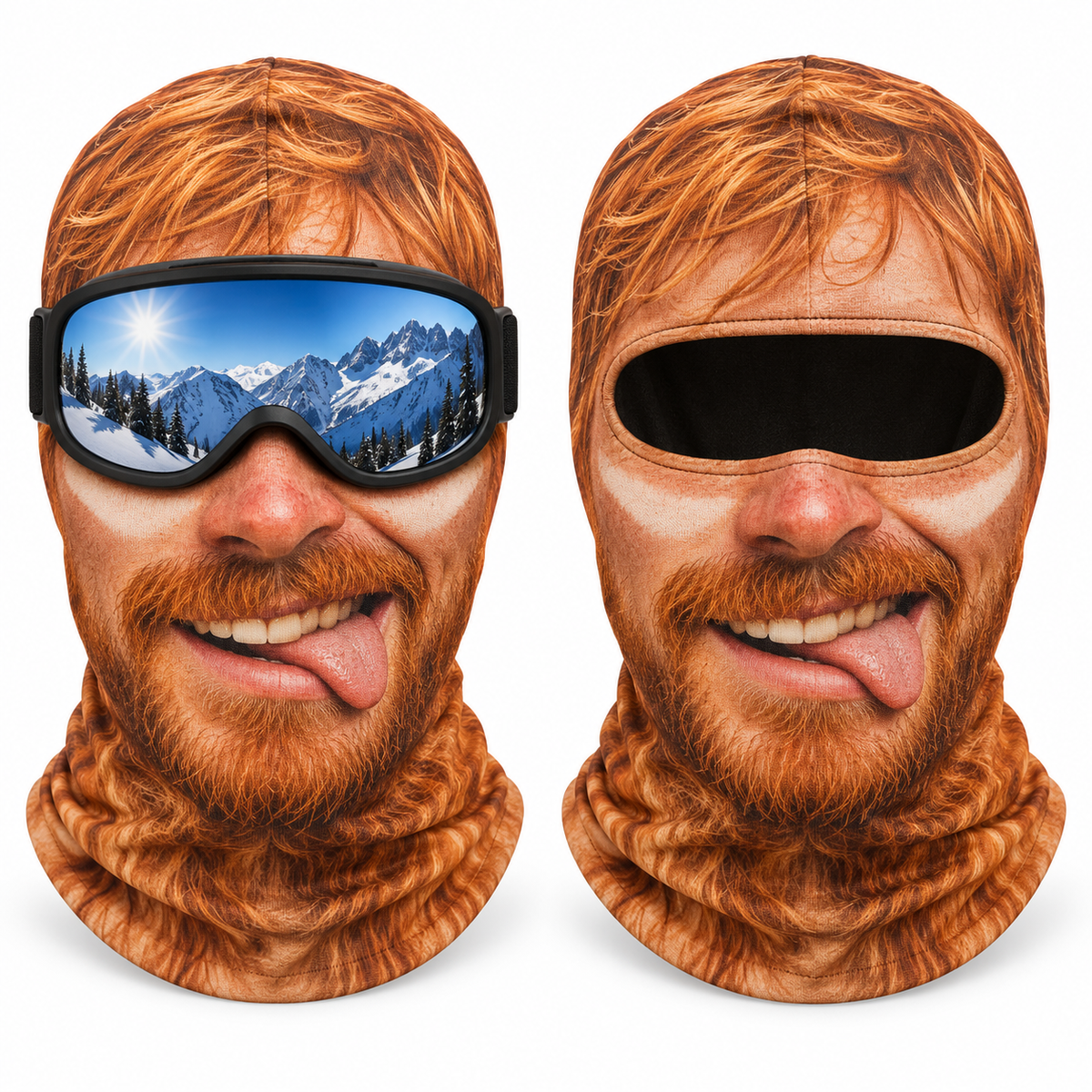 Frostface Goggle Tan Gary Hood with and without ski goggles