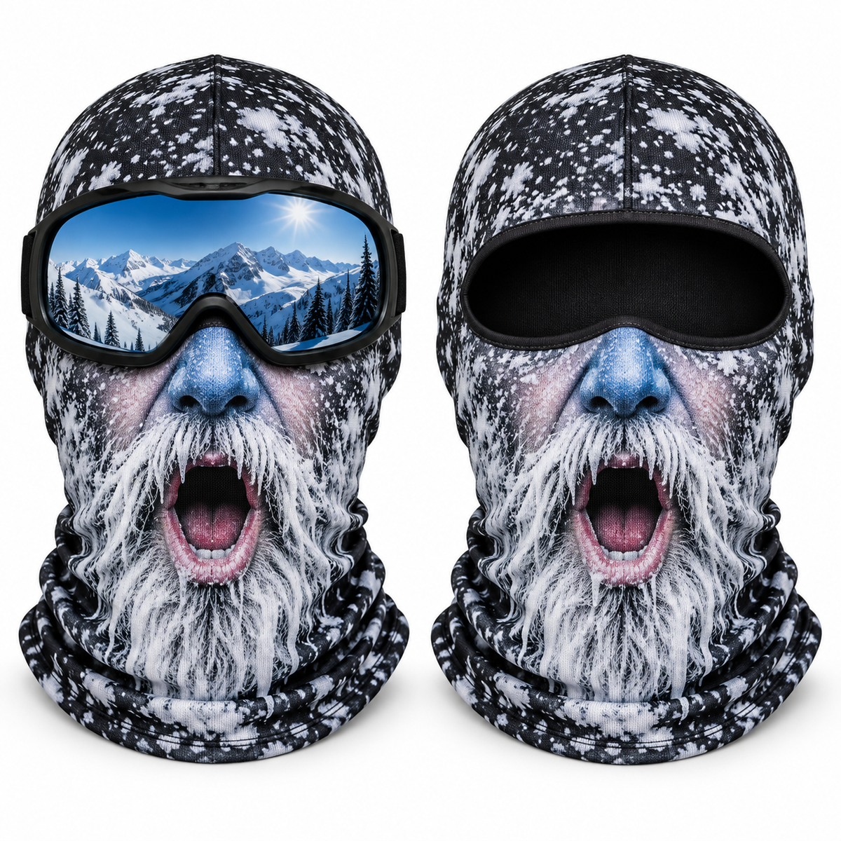 Frostface Frostbite Frank Hood with and without ski goggles